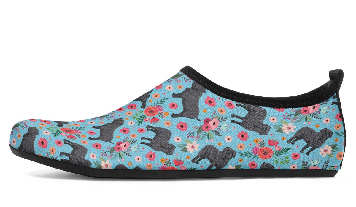 Neapolitan Mastiff Flower Aqua Barefoot Shoes