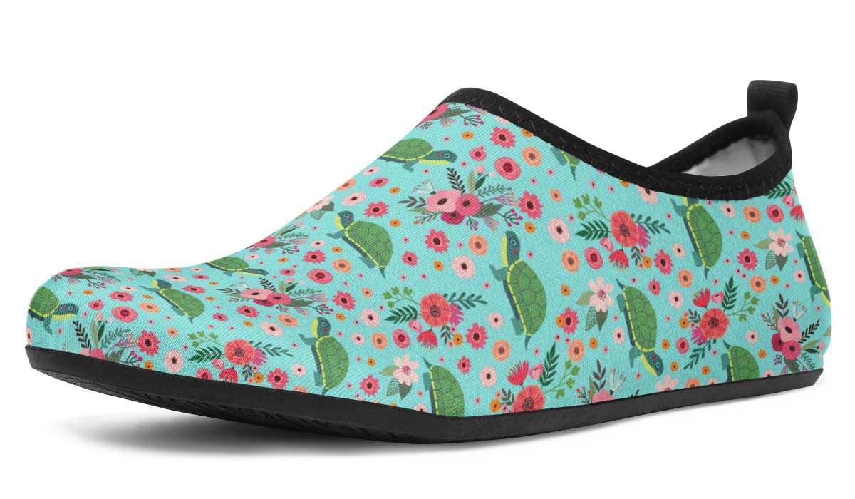 Pet Turtle Flower Aqua Barefoot Shoes