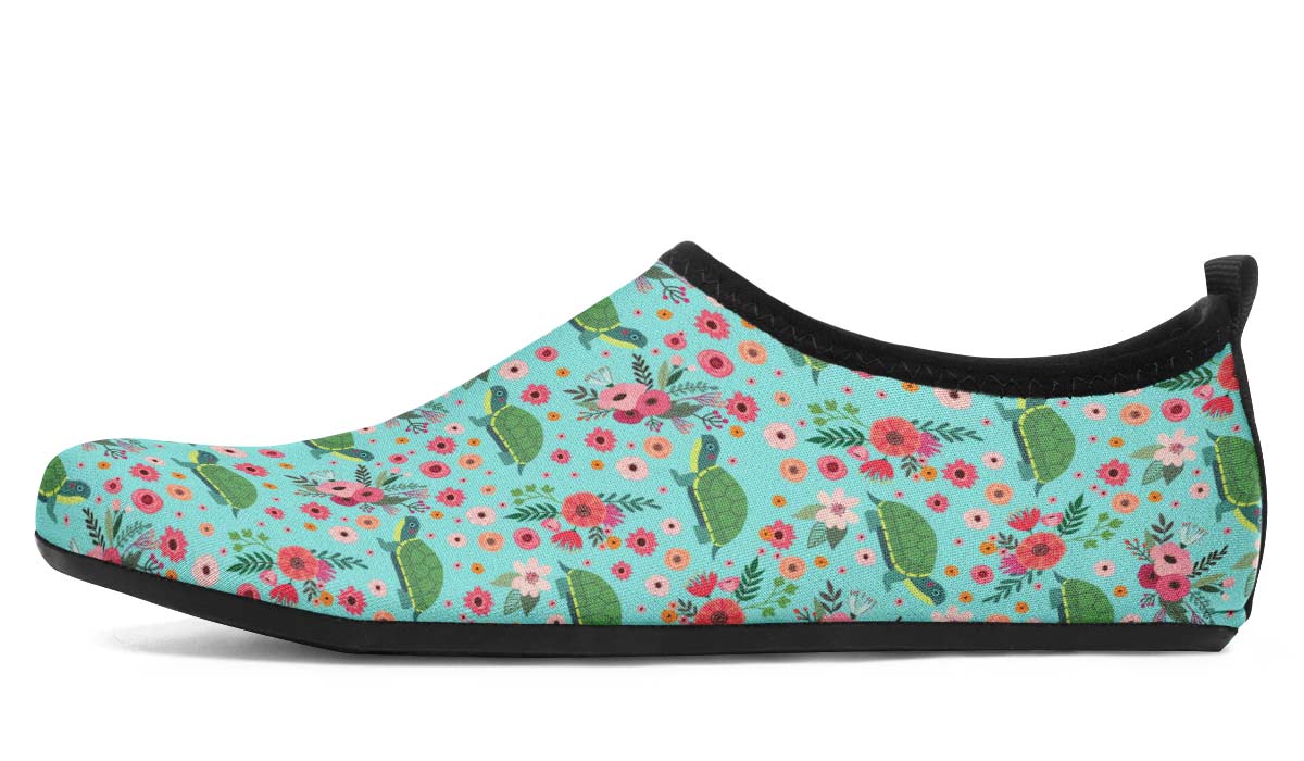 Pet Turtle Flower Aqua Barefoot Shoes