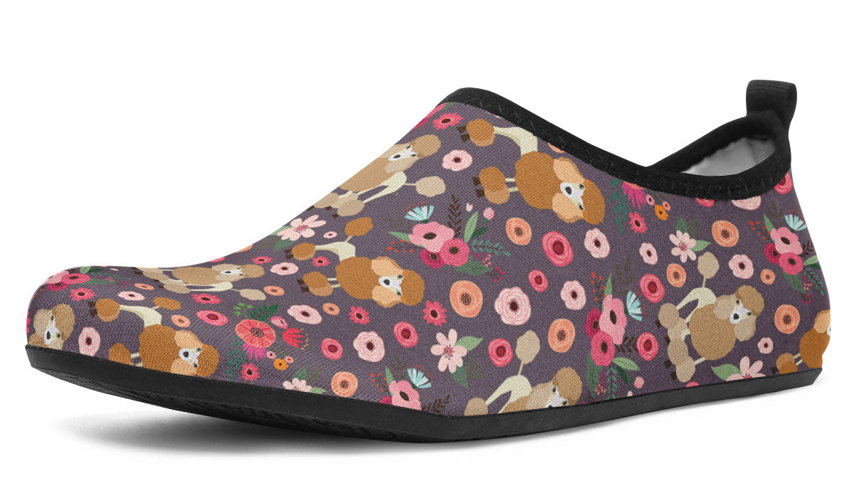 Poodle Flower Aqua Barefoot Shoes