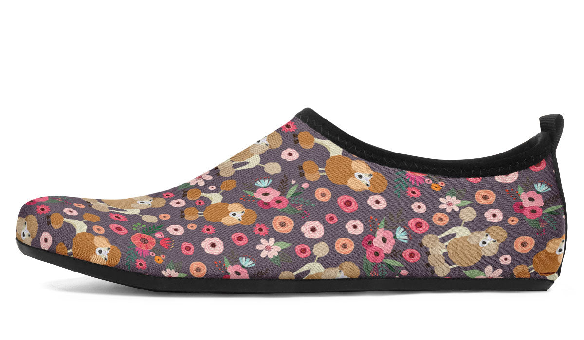 Poodle Flower Aqua Barefoot Shoes
