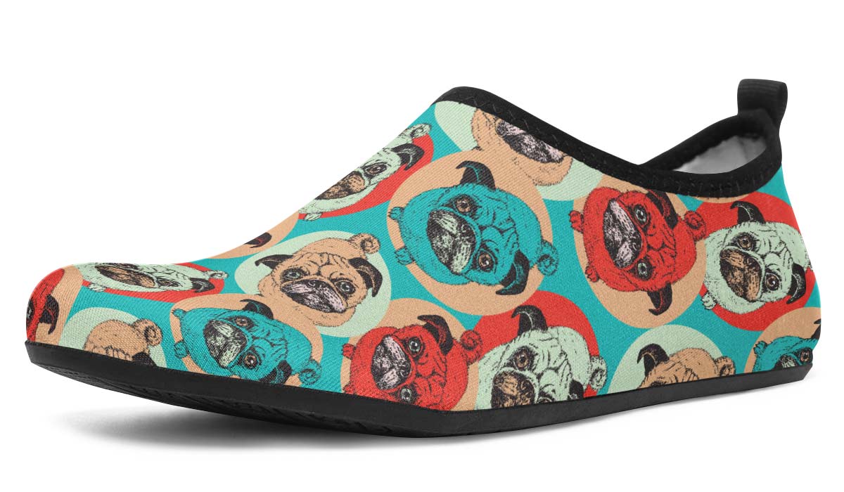 Pug Pop Art Aqua Barefoot Shoes