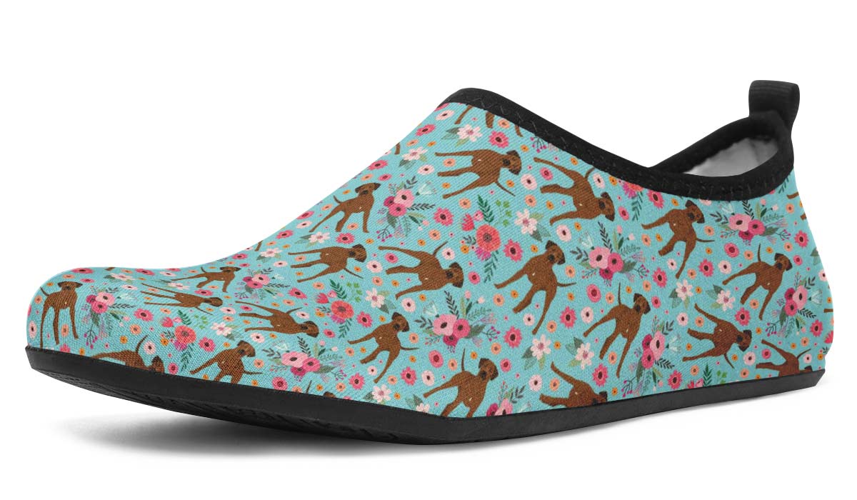 Rhodesian Ridgeback Flower Aqua Barefoot Shoes