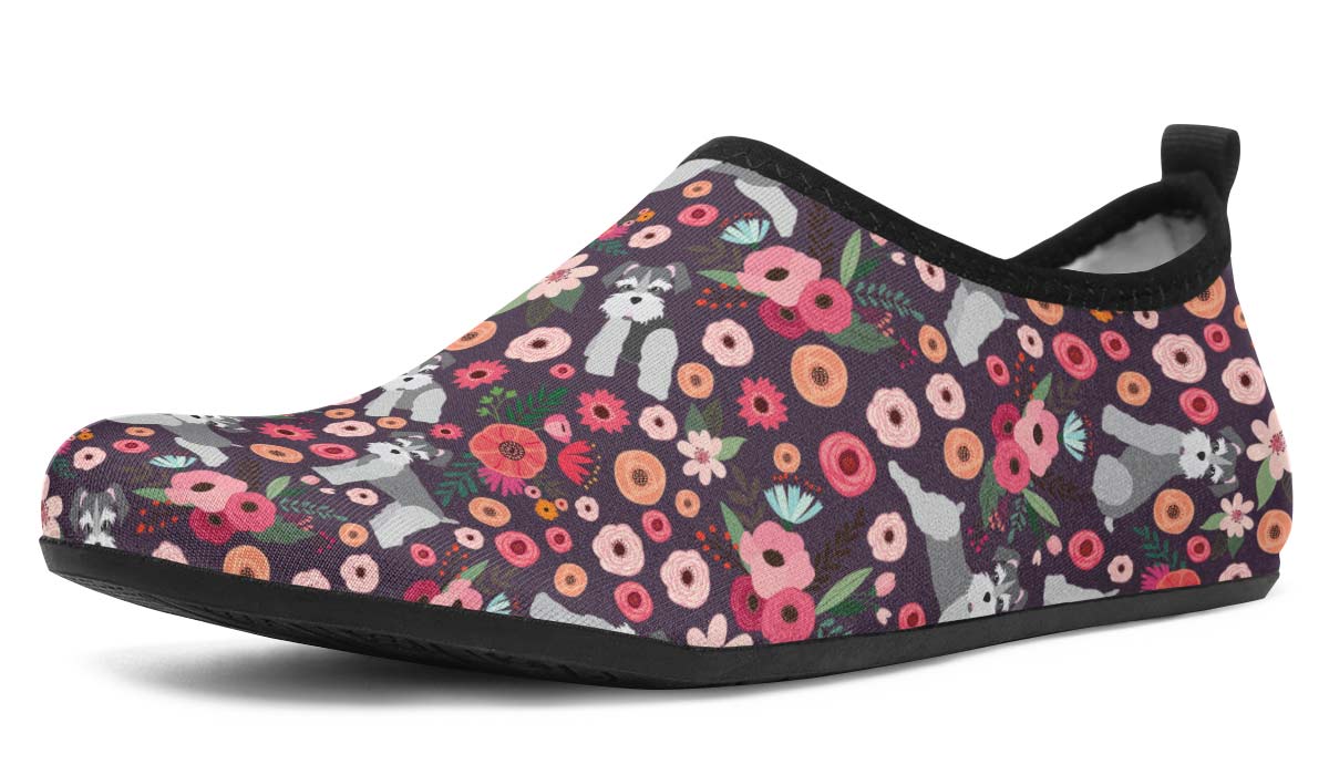 Schnauzer Flower Aqua Barefoot Shoes