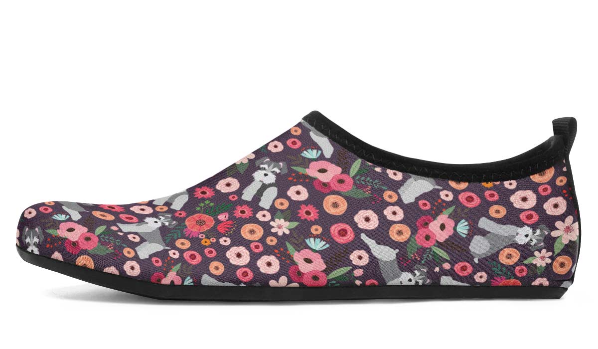 Schnauzer Flower Aqua Barefoot Shoes