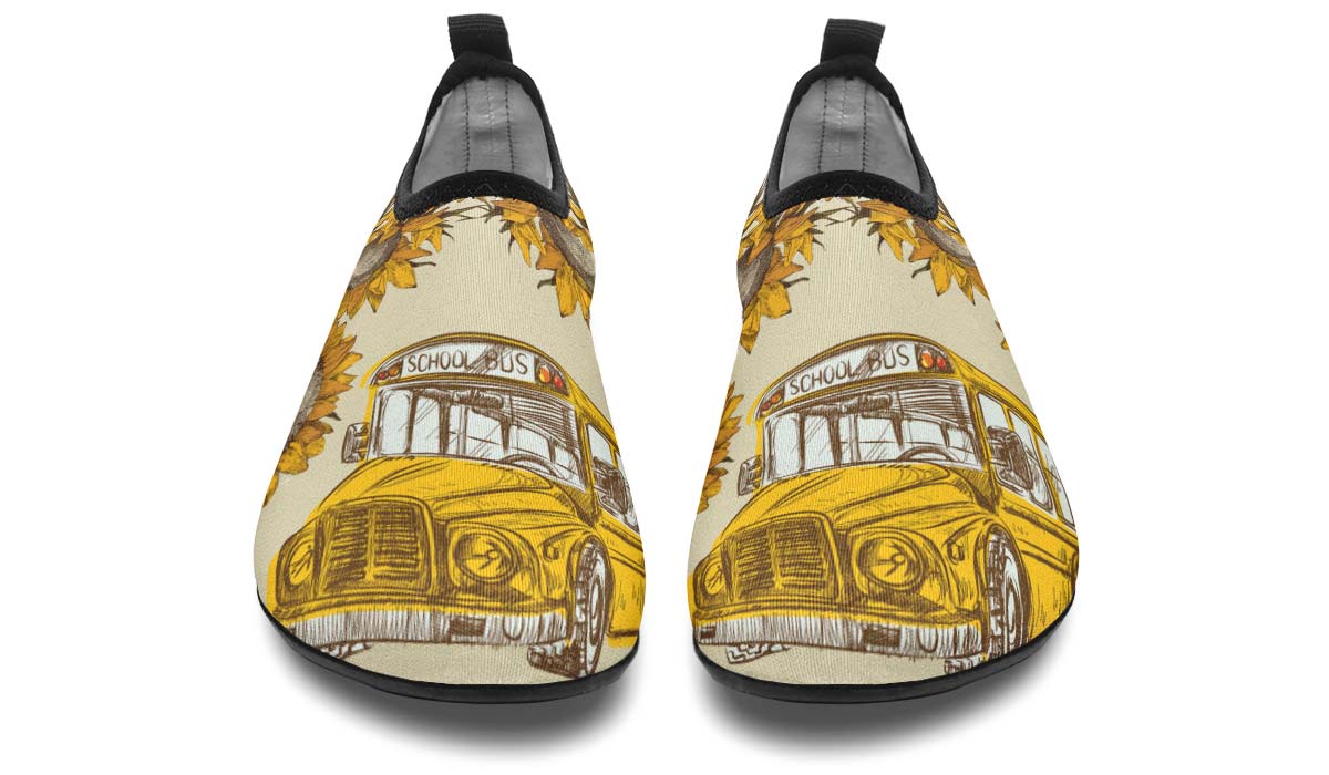 School Bus Sketch Aqua Barefoot Shoes