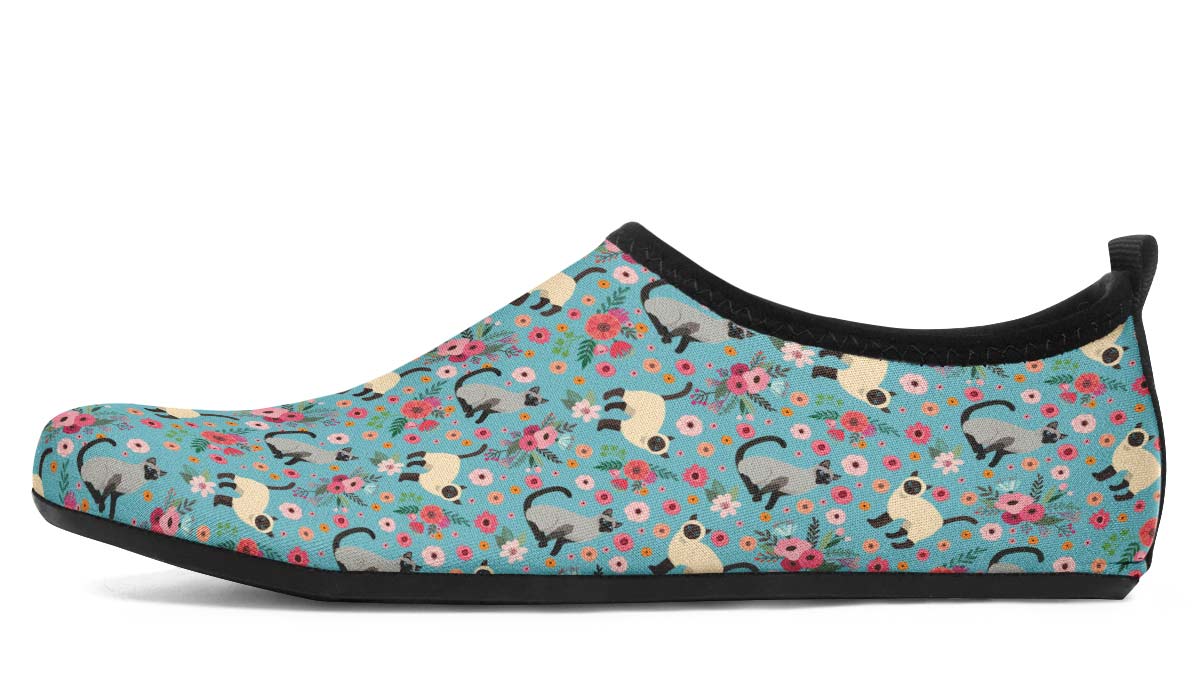 Siamese Cat Flower Aqua Barefoot Shoes