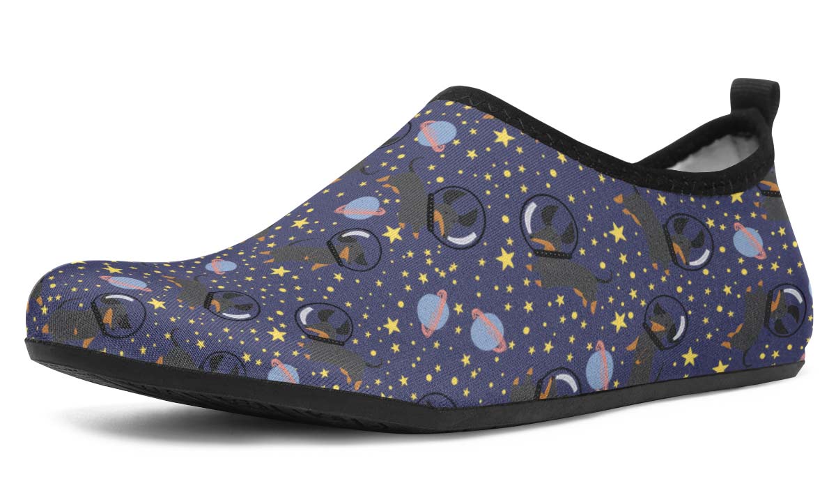 Space Black Dachshund Aqua Barefoot Shoes