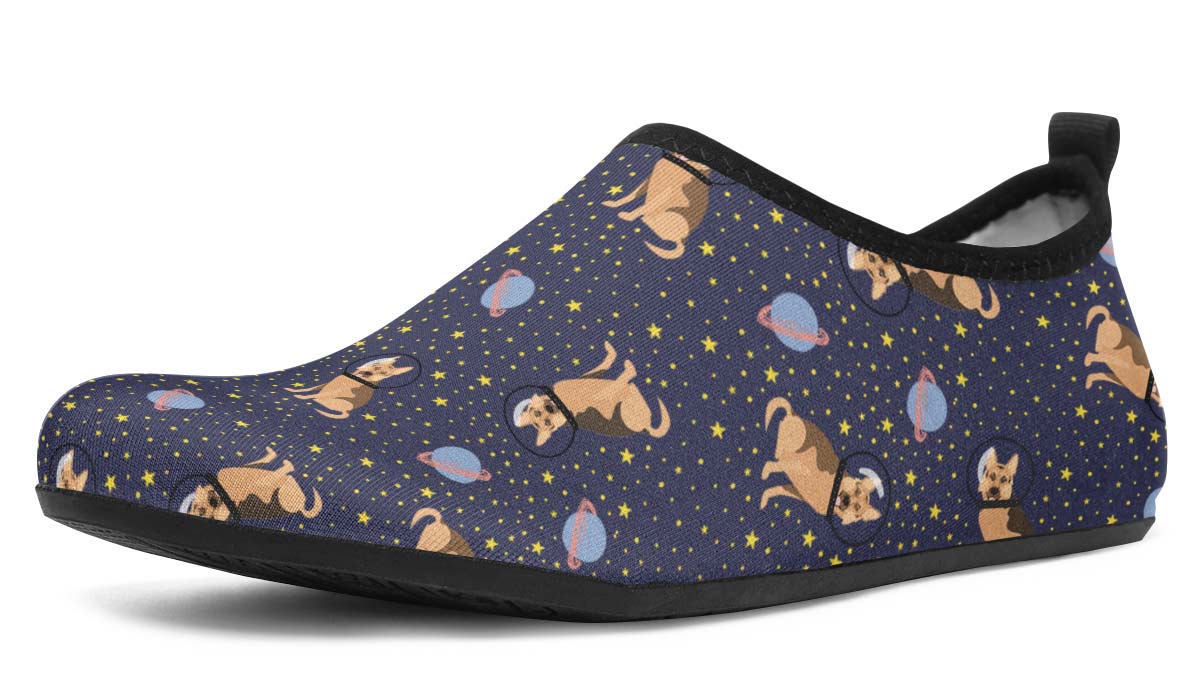 Space German Shepherd Aqua Barefoot Shoes