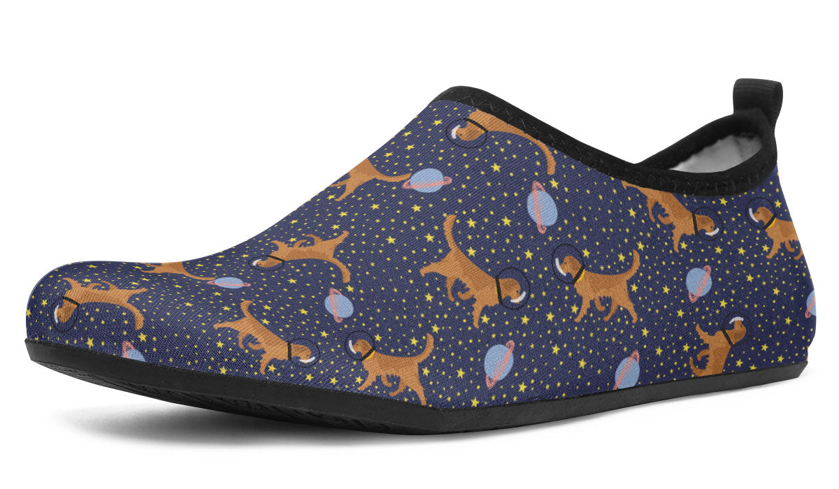 Space Golden Retriever Aqua Barefoot Shoes