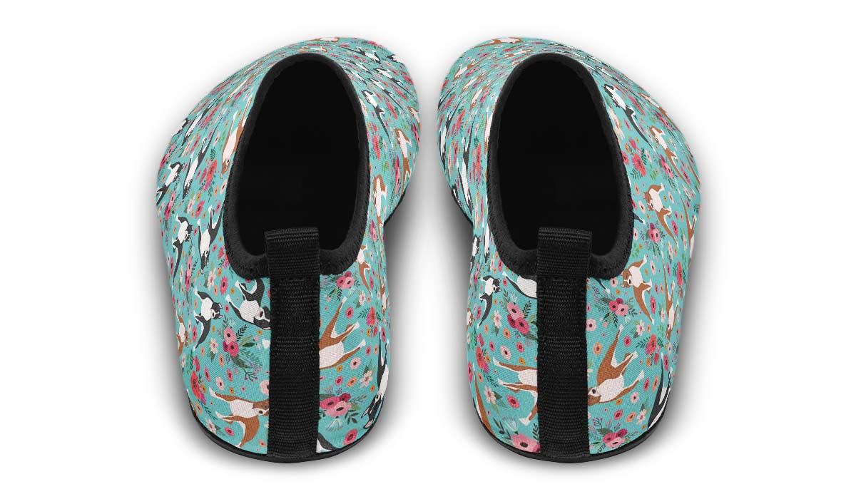 Staffordshire Terrier Flower Aqua Barefoot Shoes