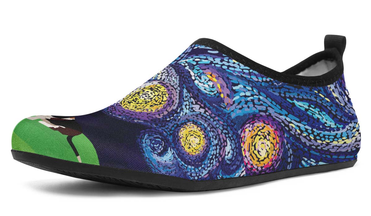 Starry Night Basset Hound Aqua Barefoot Shoes