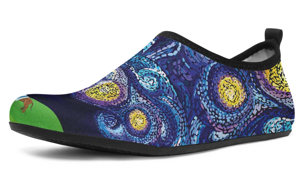 Starry Night Dachshund Aqua Barefoot Shoes