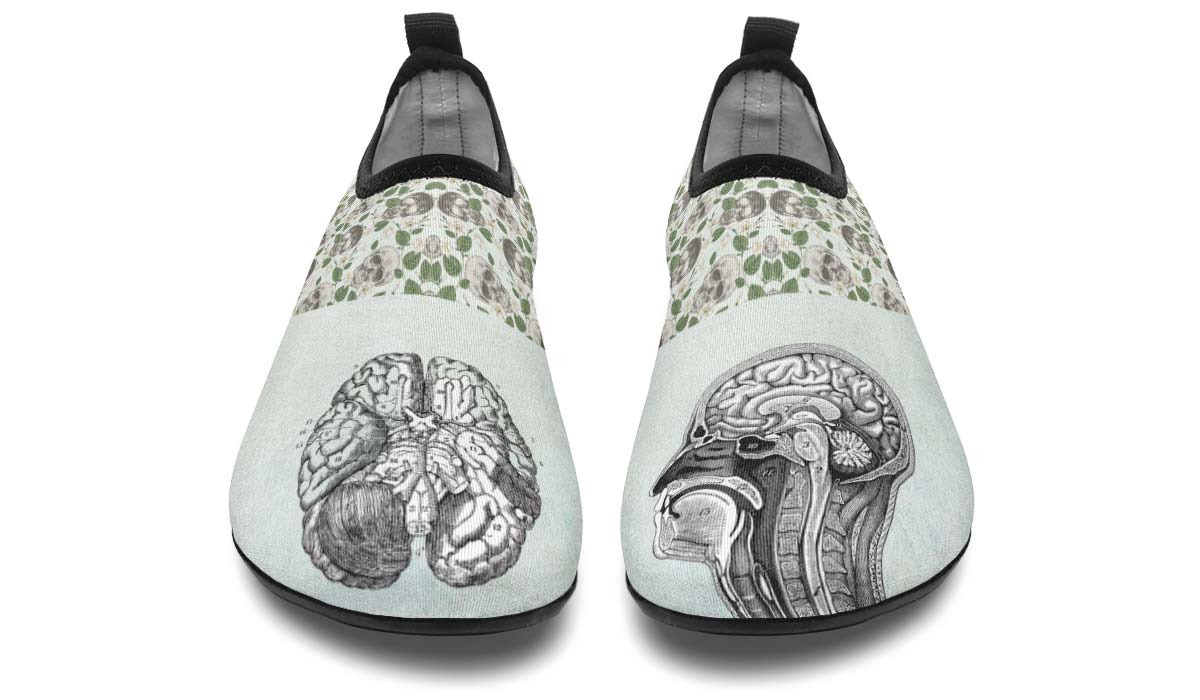Vintage Brain Diagram Aqua Barefoot Shoes