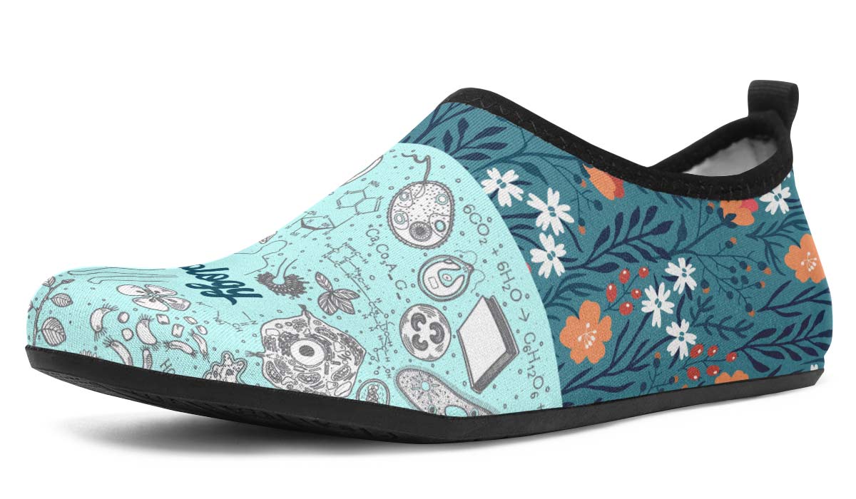 Vintage Floral Biology Aqua Barefoot Shoes