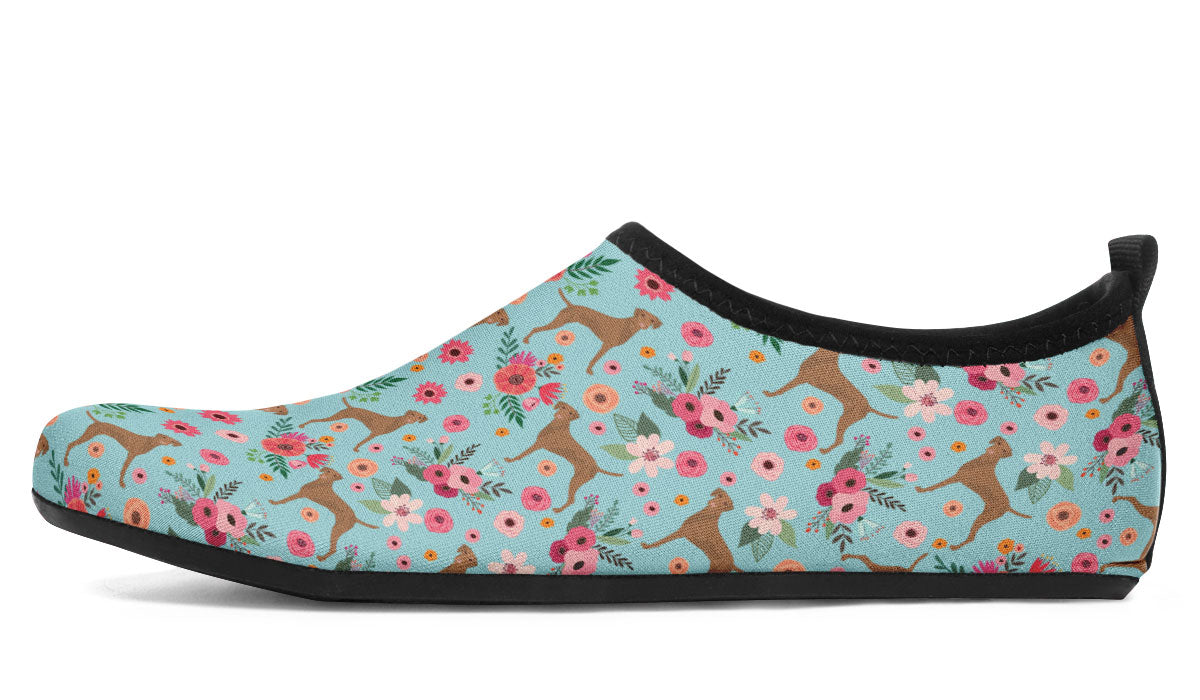 Vizsla Flower Aqua Barefoot Shoes