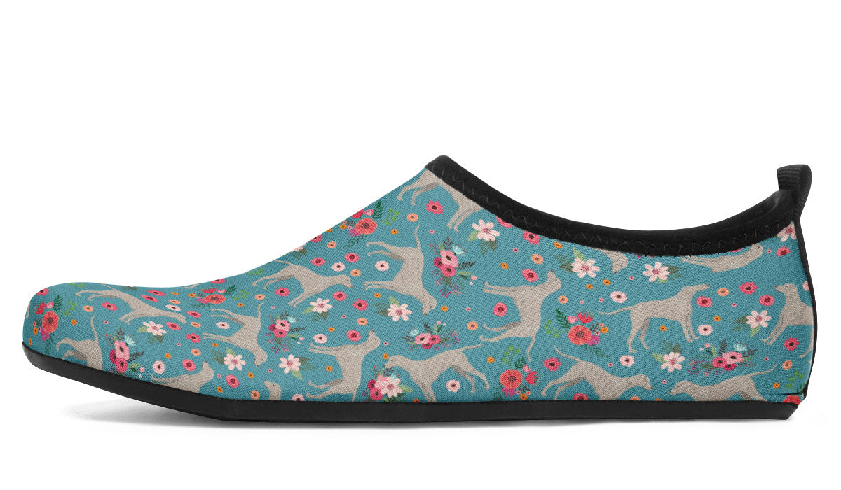 Weimaraner Flower Aqua Barefoot Shoes