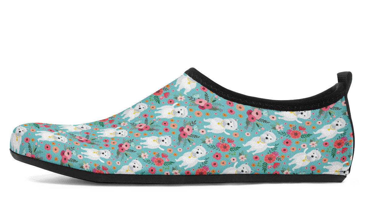 Westie Flower Aqua Barefoot Shoes