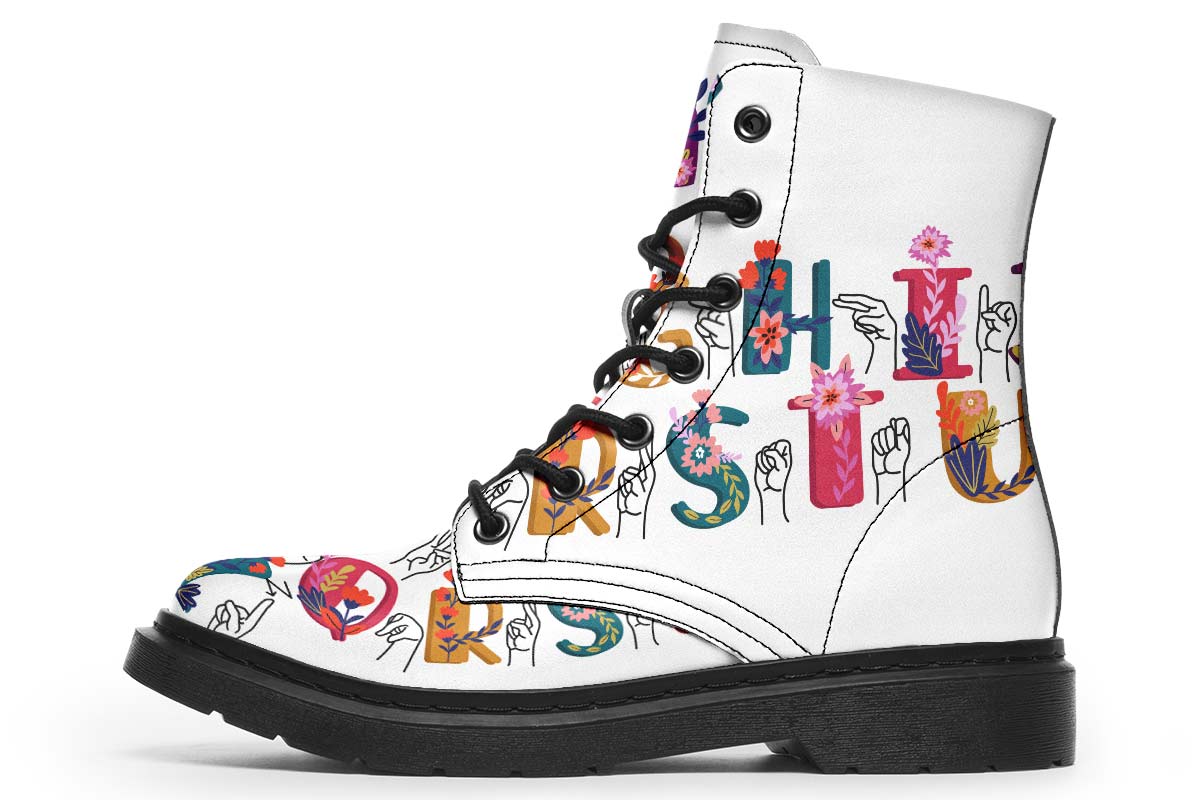 ASL Floral Alphabet Boots