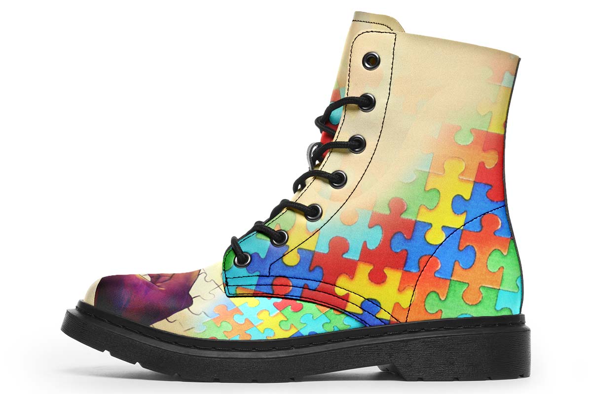 Artistic Autism Awareness Boots