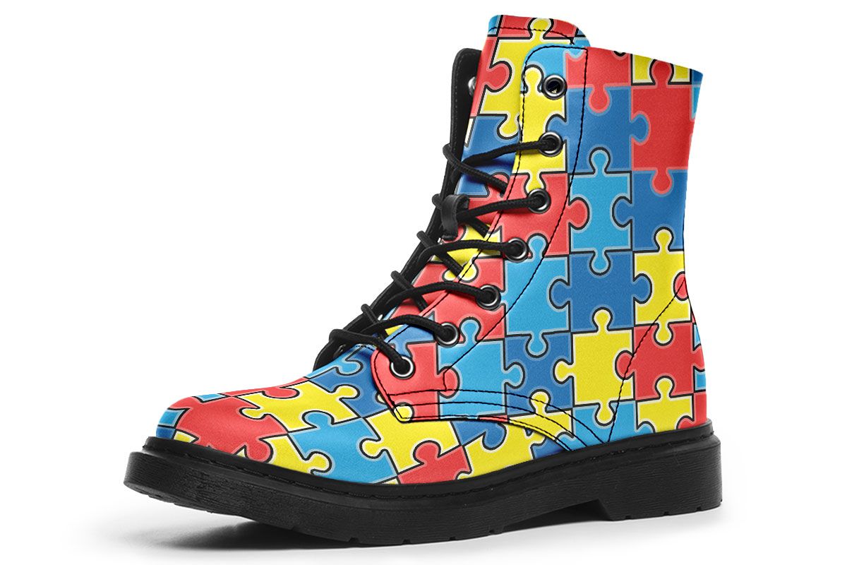 Autism Awareness Puzzle Boots
