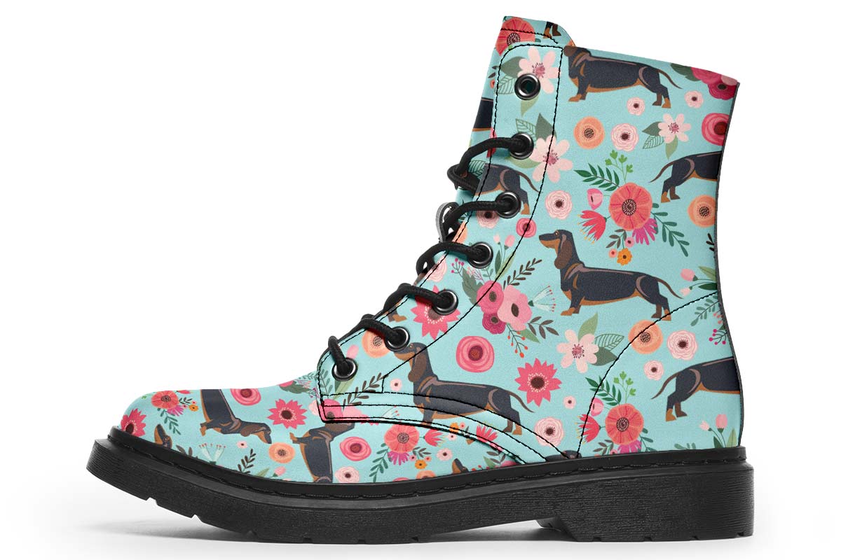 Black Dachshund Flower Boots