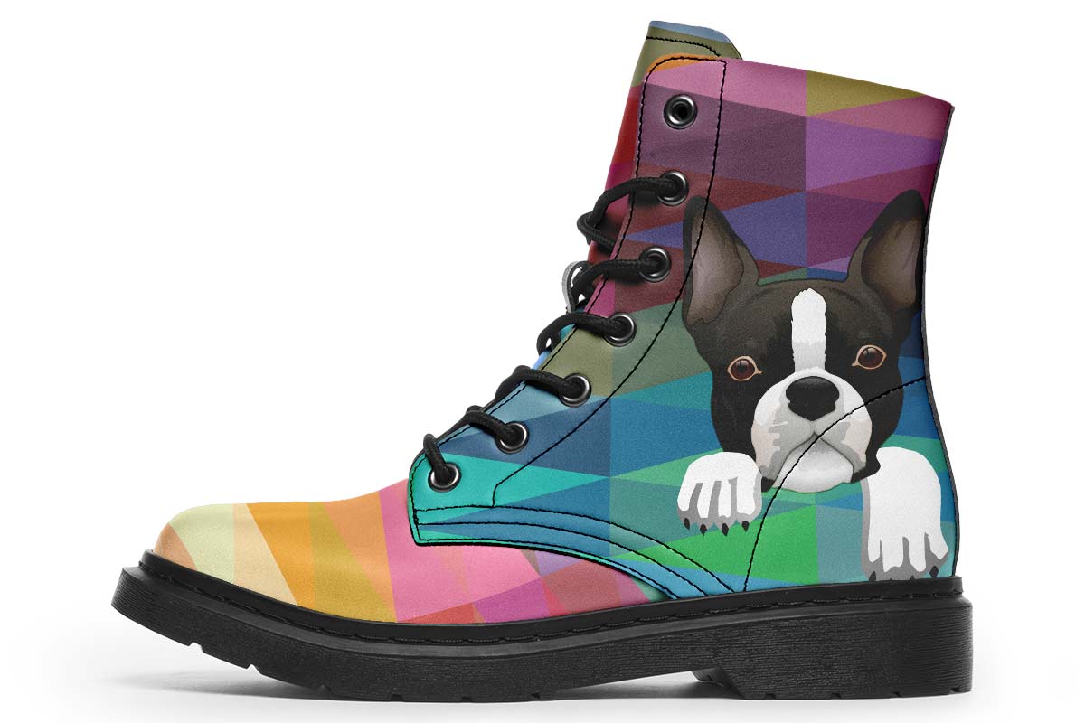 Colorful Boston Terrier Dog Boots