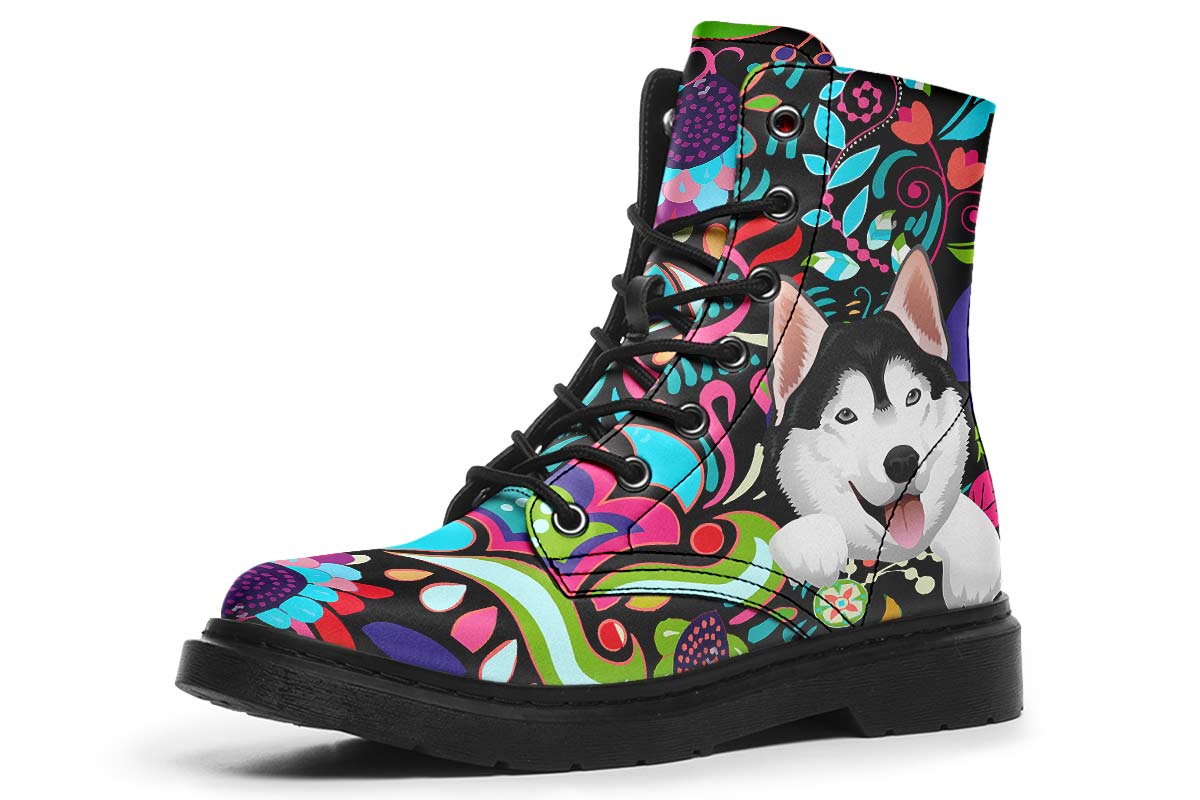 Colorful Siberian Husky Dog Boots