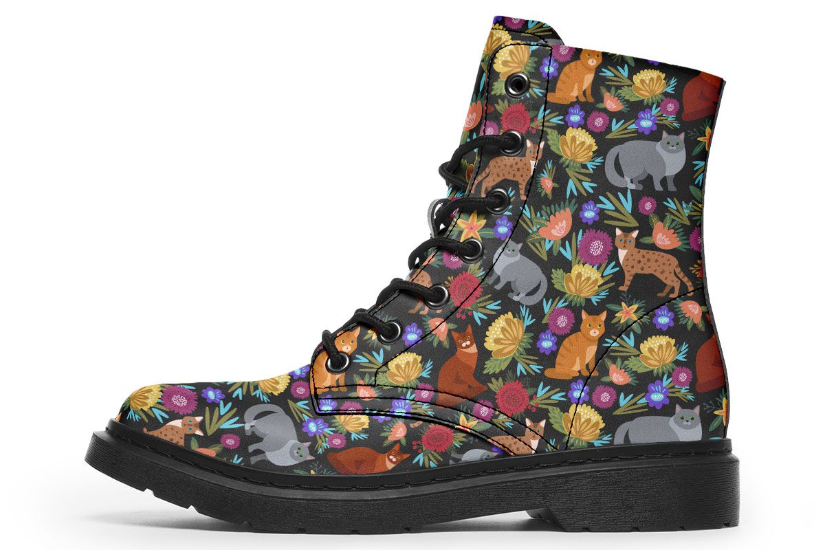 Floral Cat Pattern Boots