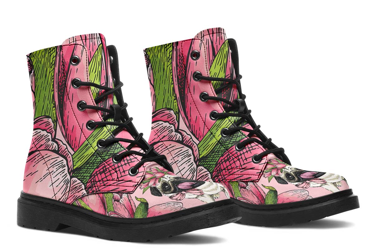 Goofy Floral Pug Boots