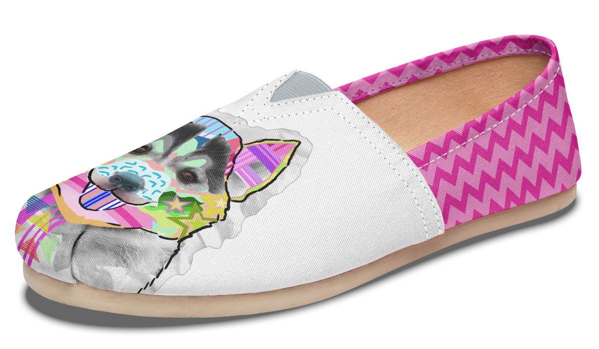 Collage Pup Husky Casual Shoes