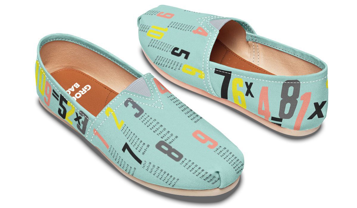 Colorful Multiplication Tables Casual Shoes