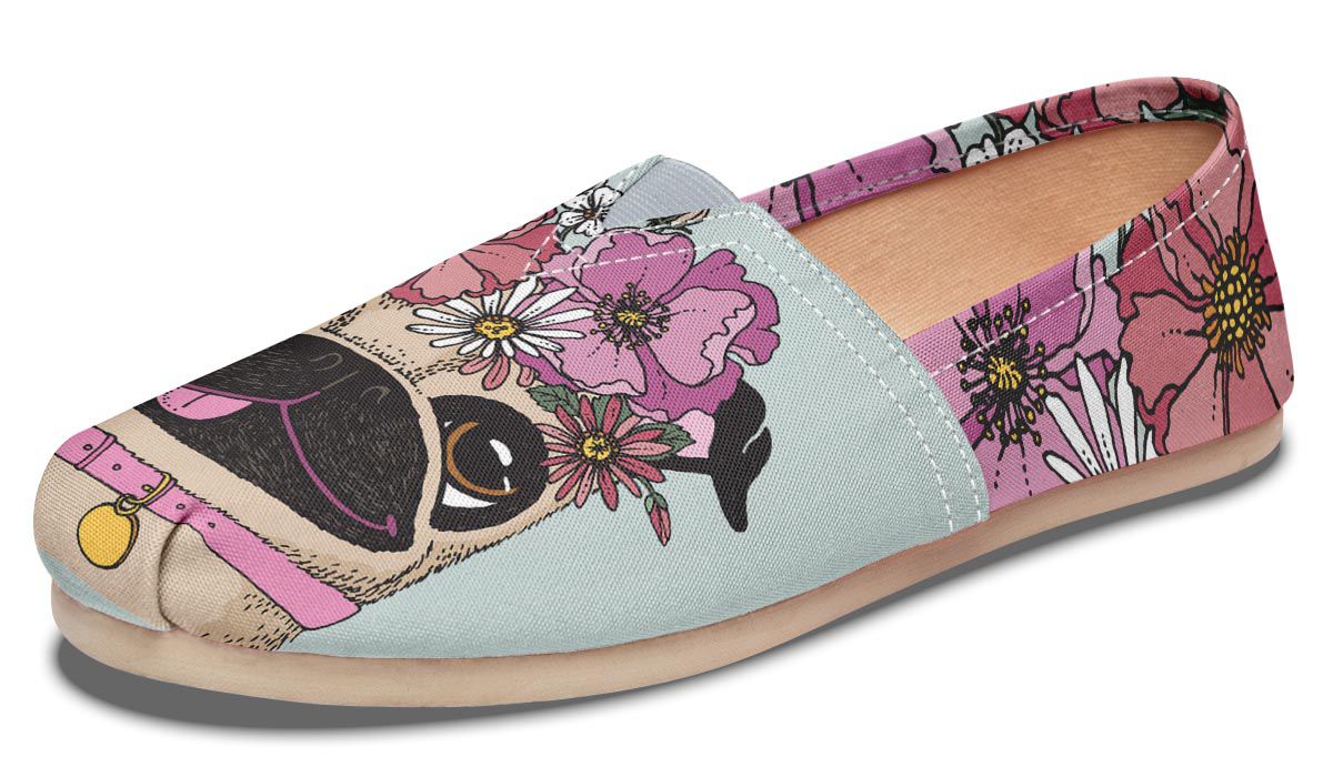 Floral Pug Casual Shoes