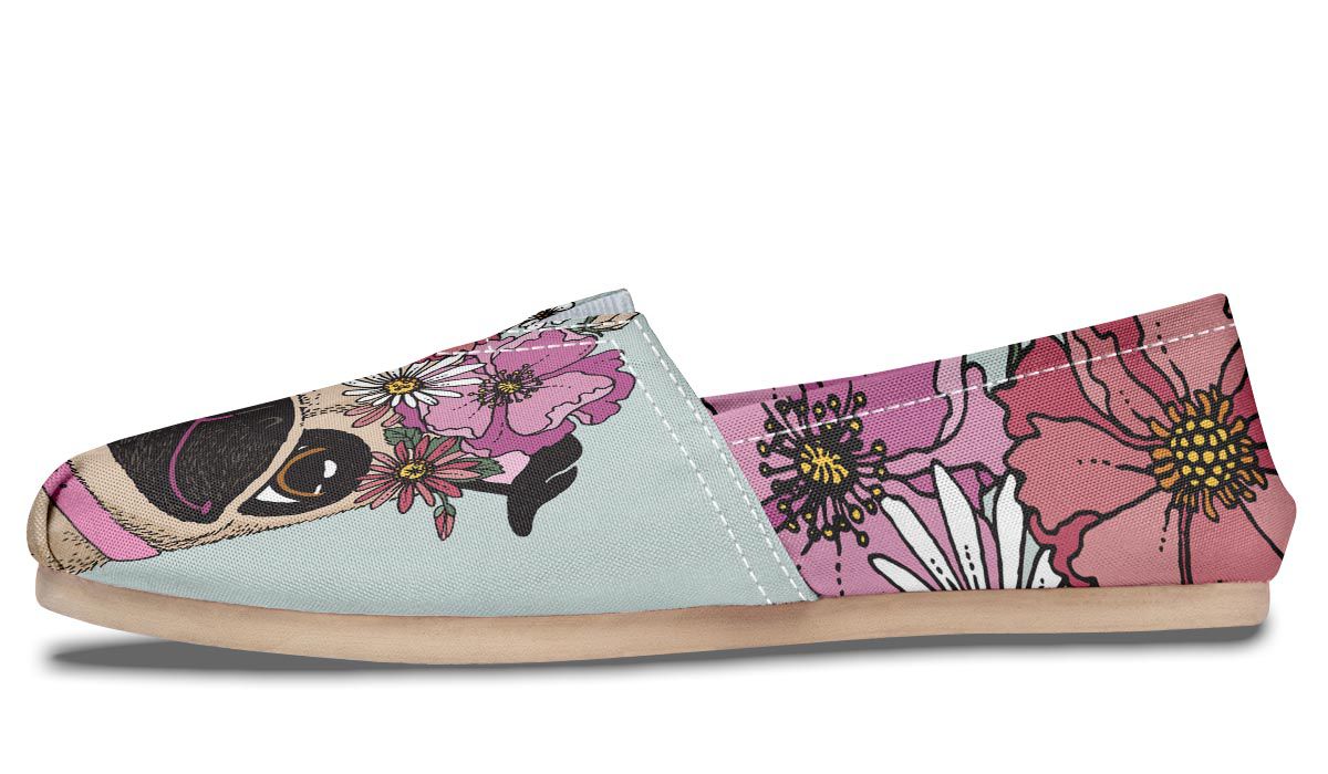 Floral Pug Casual Shoes
