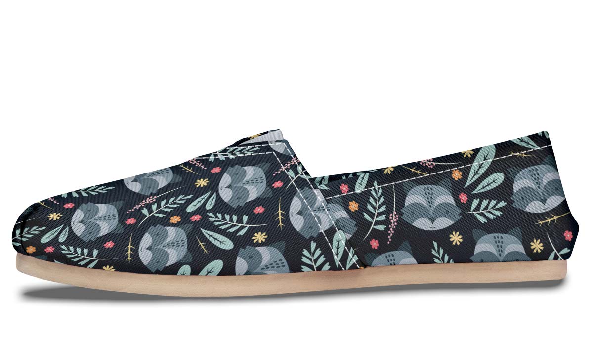 Floral Raccoon Pattern Casual Shoes