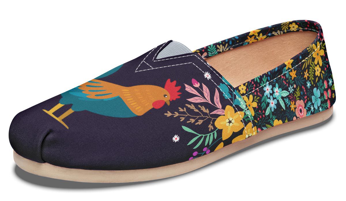 Floral Rooster Casual Shoes