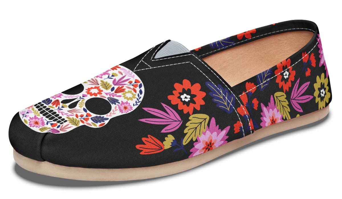 Floral Skull Halloween Casual Shoes
