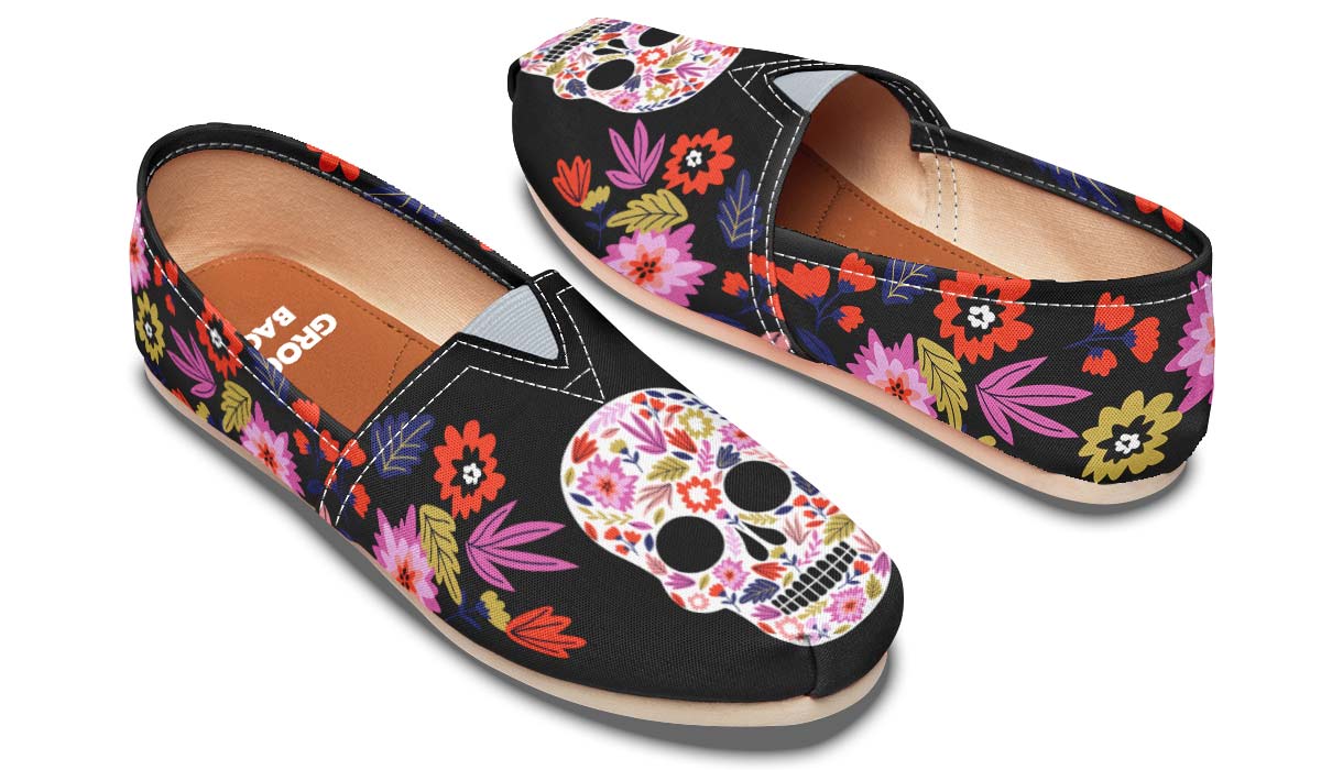 Floral Skull Halloween Casual Shoes