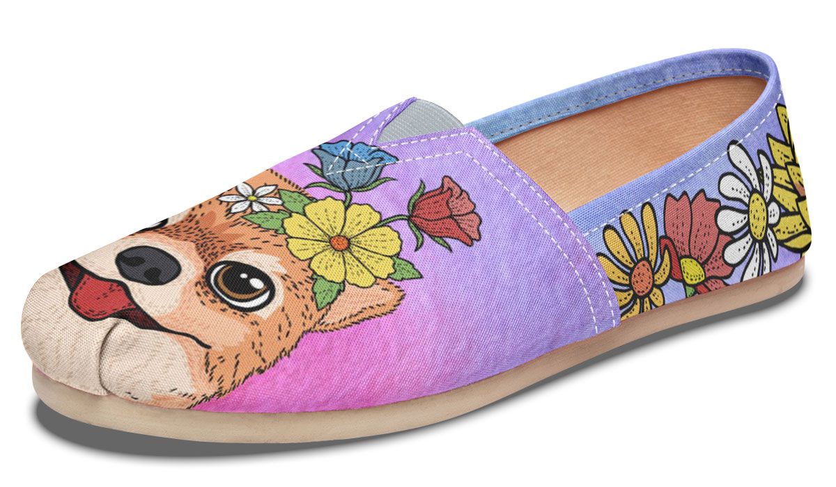 Fun Floral Pomeranian Casual Shoes