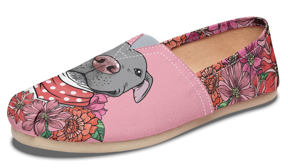 Illustrated Grey Pit Bull Casual Shoes