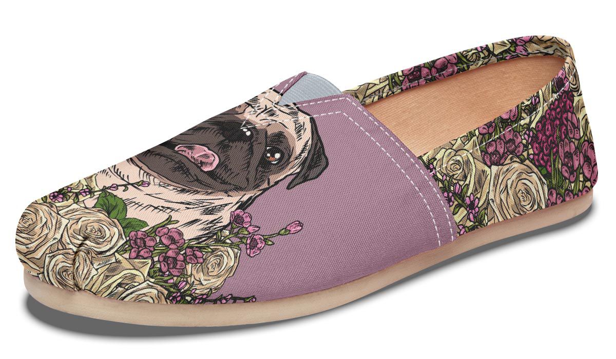 Illustrated Pug Casual Shoes