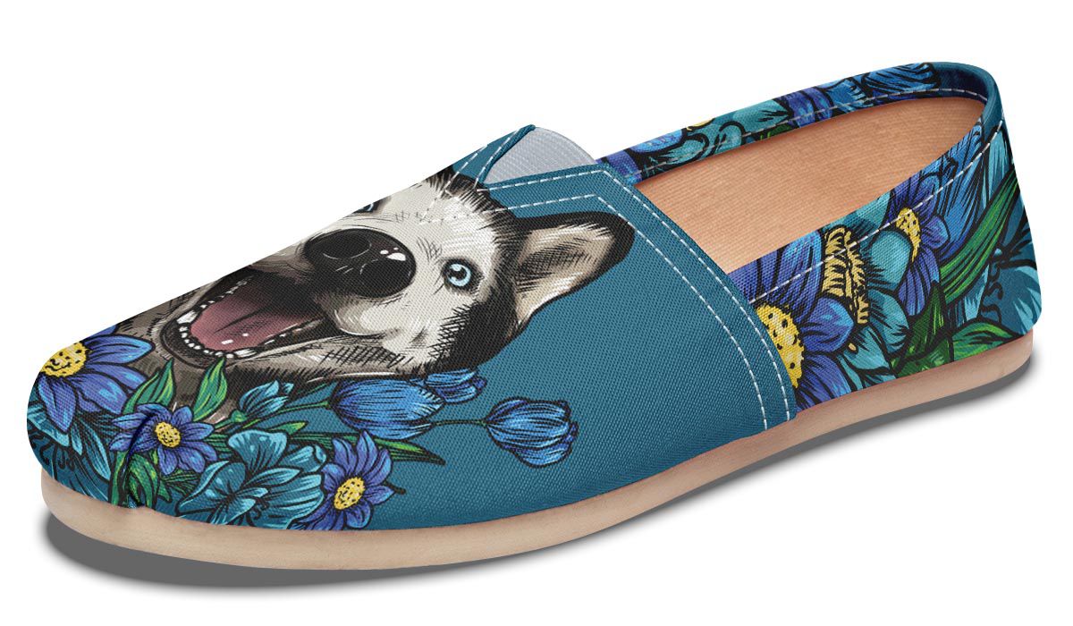 Illustrated Siberian Husky Casual Shoes