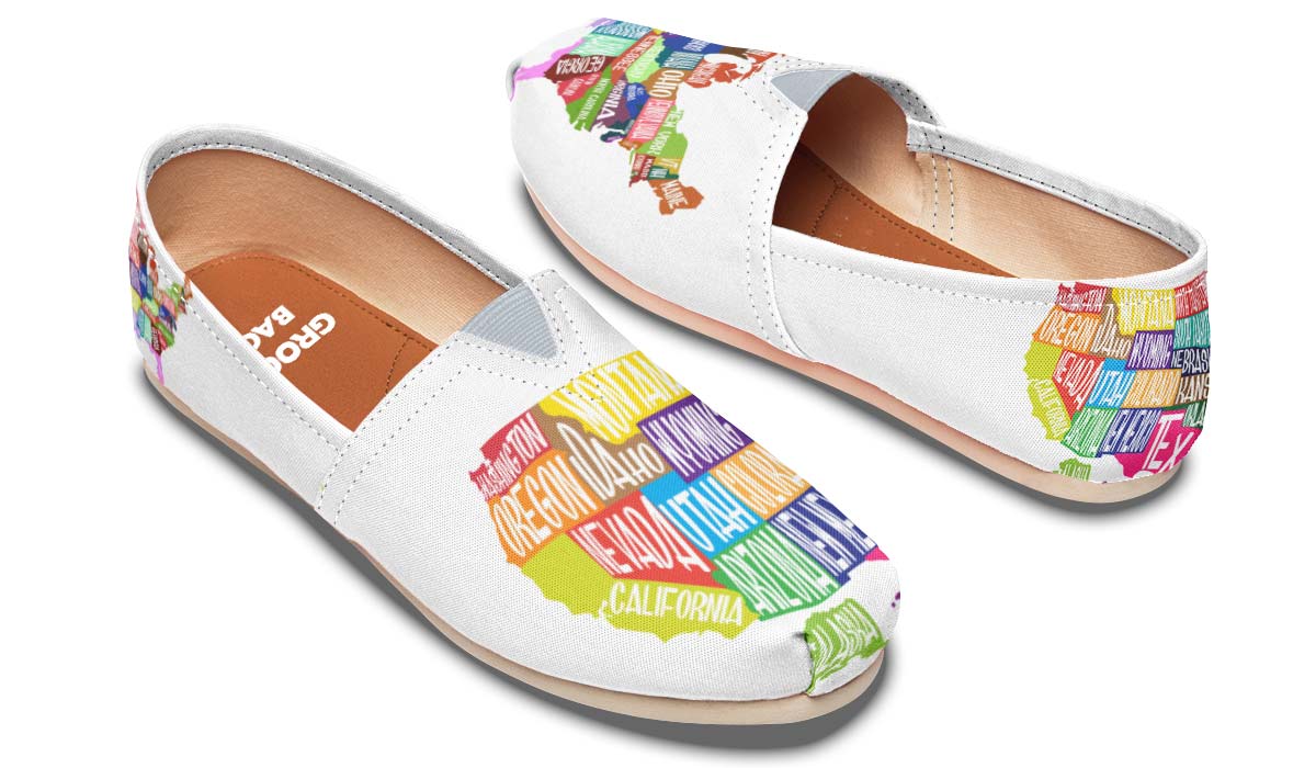Colorful States Map Casual Shoes
