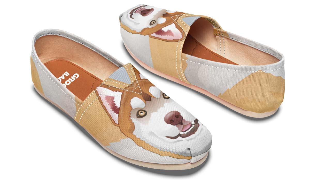 Real Brown Siberian Husky Casual Shoes