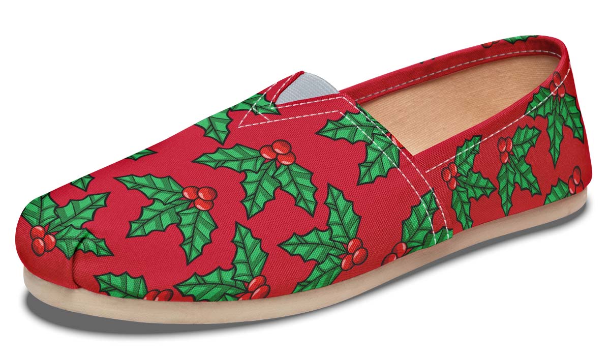 Red And Green Mistletoe Casual Shoes