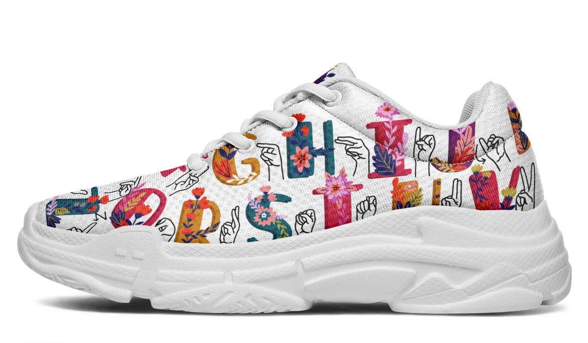ASL Floral Alphabet Chunky Sneakers