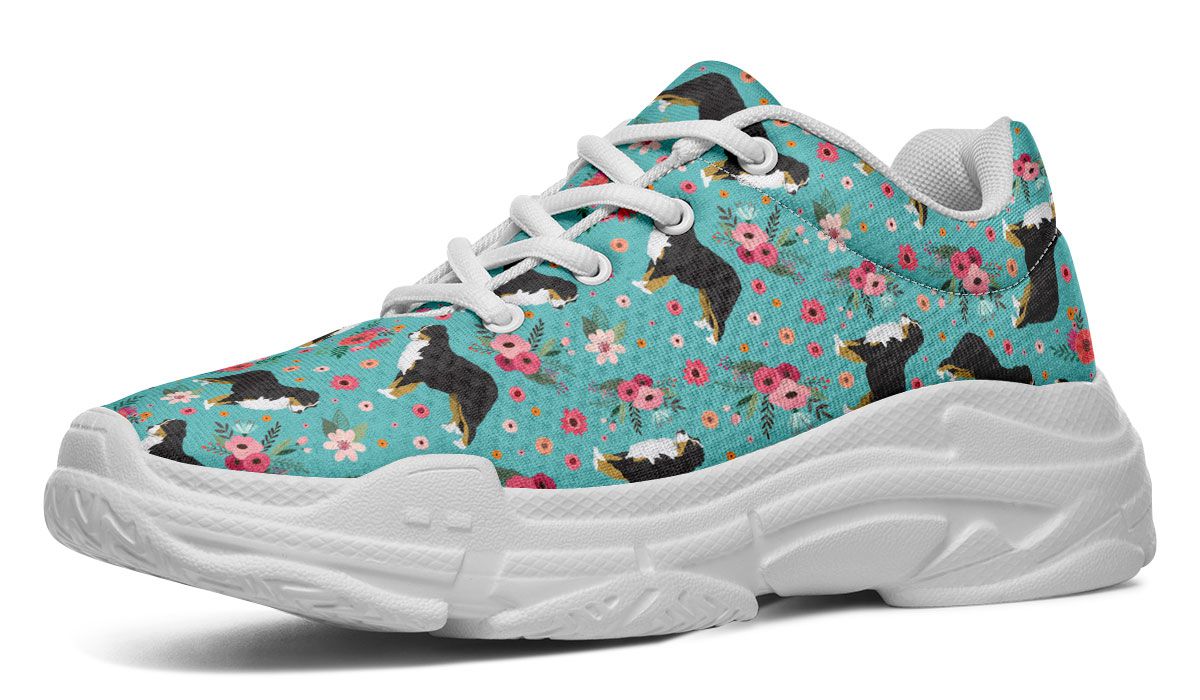 Bernese Mountain Dog Flower Chunky Sneakers