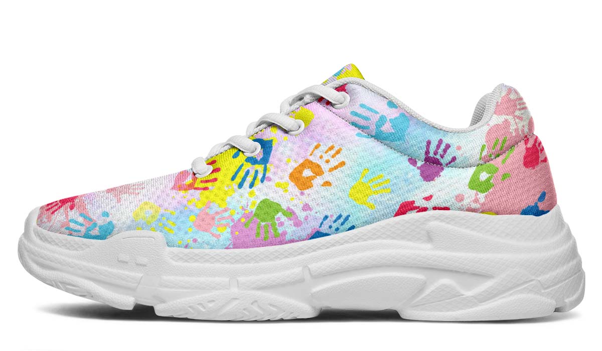 Colorful Handprint Chunky Sneakers