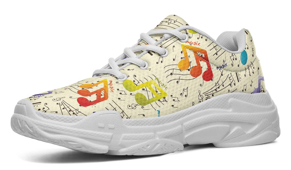 Colorful Music Notes Chunky Sneakers