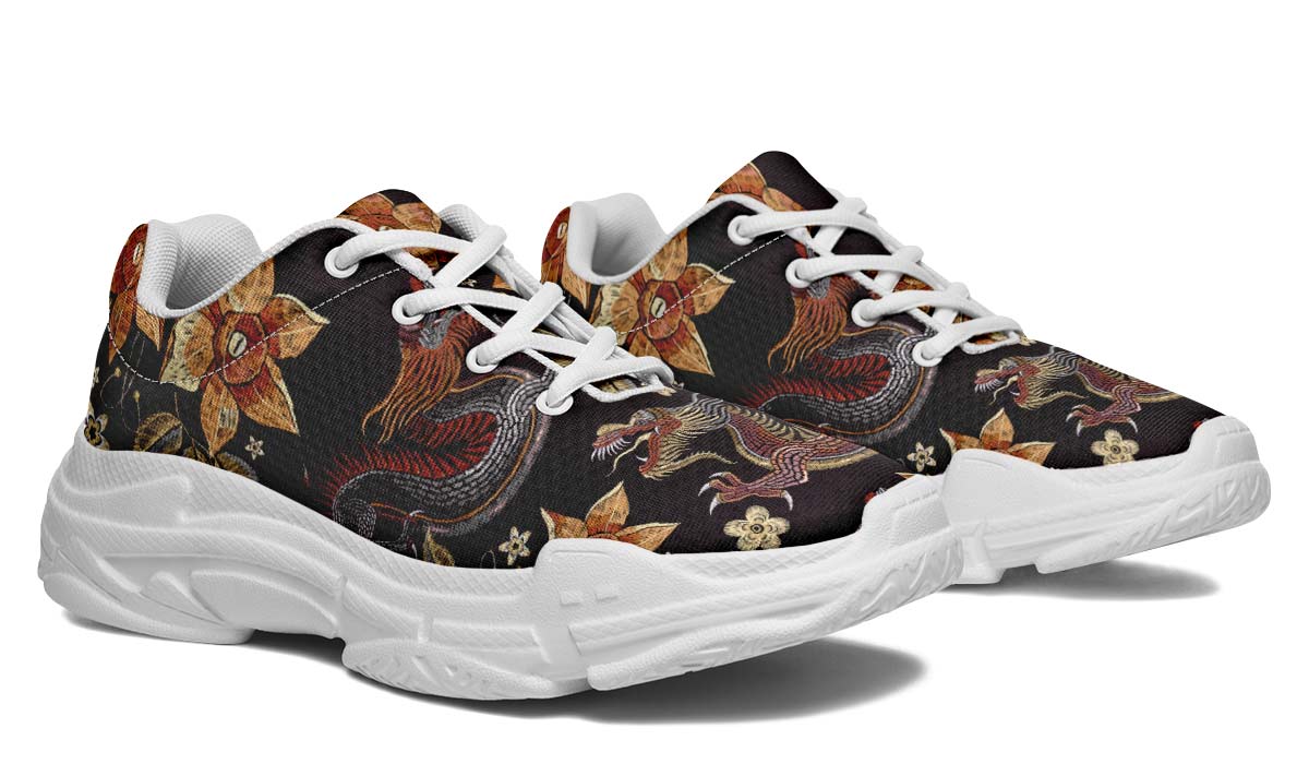 Embroidery Dragon Chunky Sneakers